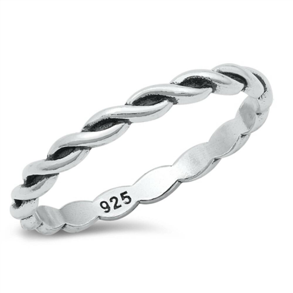 Sterling Silver Braid Twist Toe Ring .925 Stacking Band